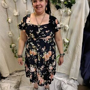 Floral Black Dress
